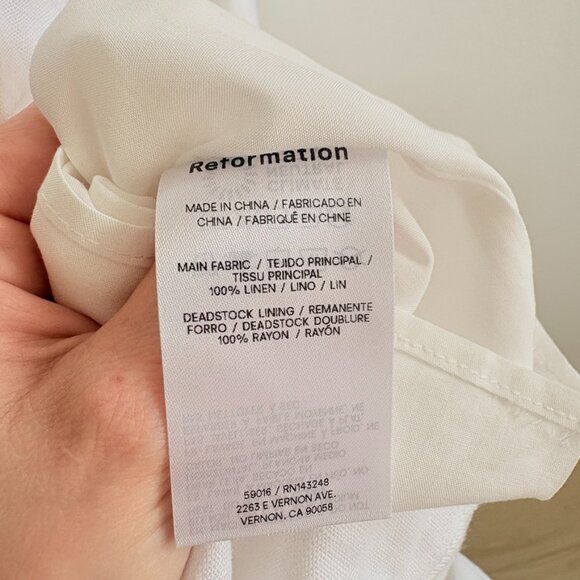 Reformation Cherise Linen Midi Long Dress NWT White Size 6 - Picture 13 of 13